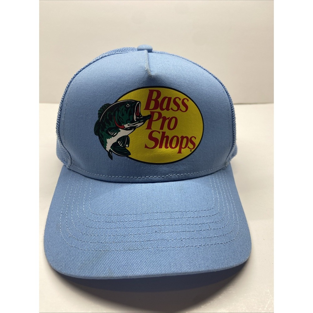 Bass Pro‎ Shop Hat, Authentic Light Blue Trucker Mesh Snapback,Fishing,Baseball